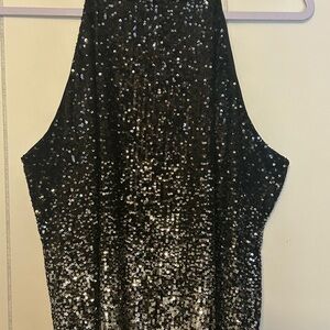 Black Sequin Halter Top